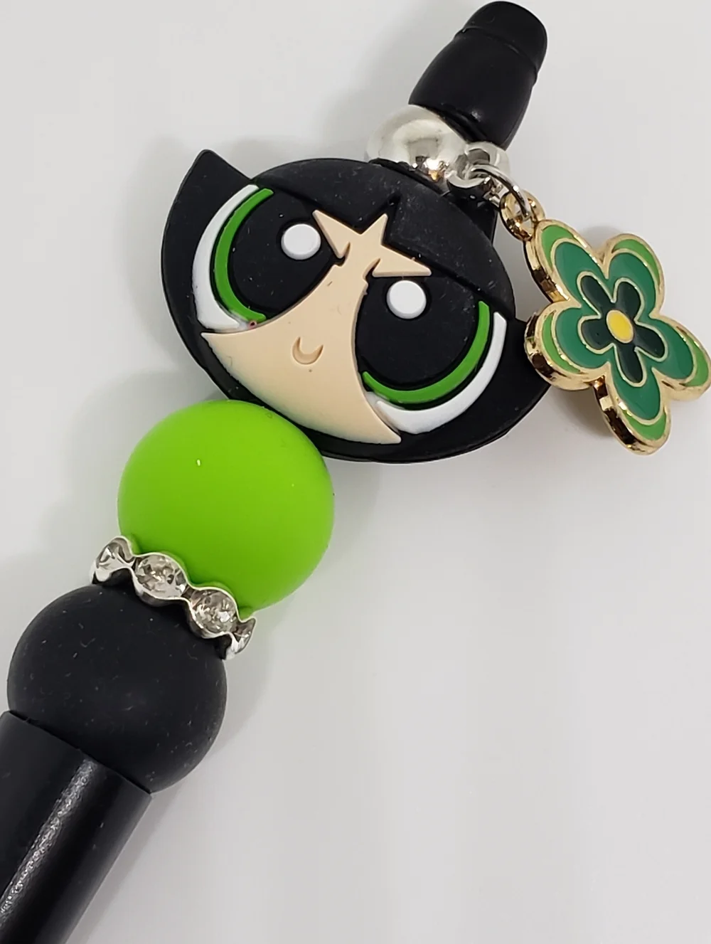 Handmade Powerpuff Girls Buttercup Beaded Silicone Focal Bead Pen